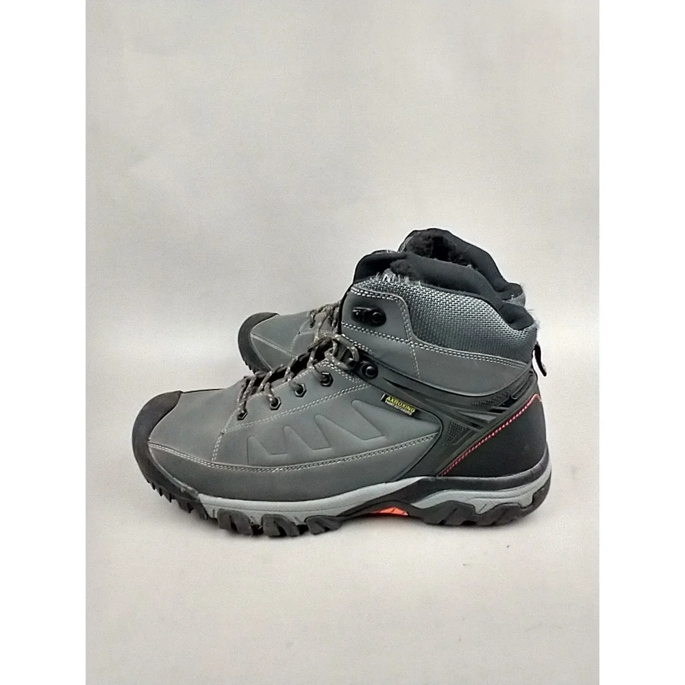 Axboxing Mens Hiking Boots‎ Grey Faux Fur Lined Winter Outdoor Shoes A1235-12 12